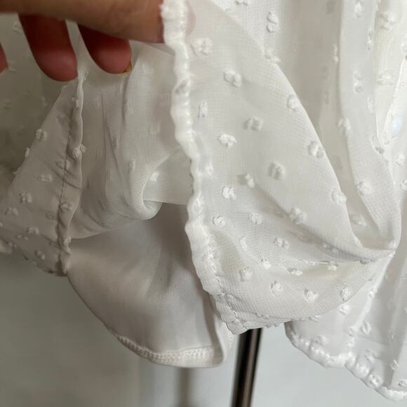 Chic Me Swiss Dot Blouse Sz M Coquette Fairycore Sheer Cottage White Ethereal - Picture 13 of 14